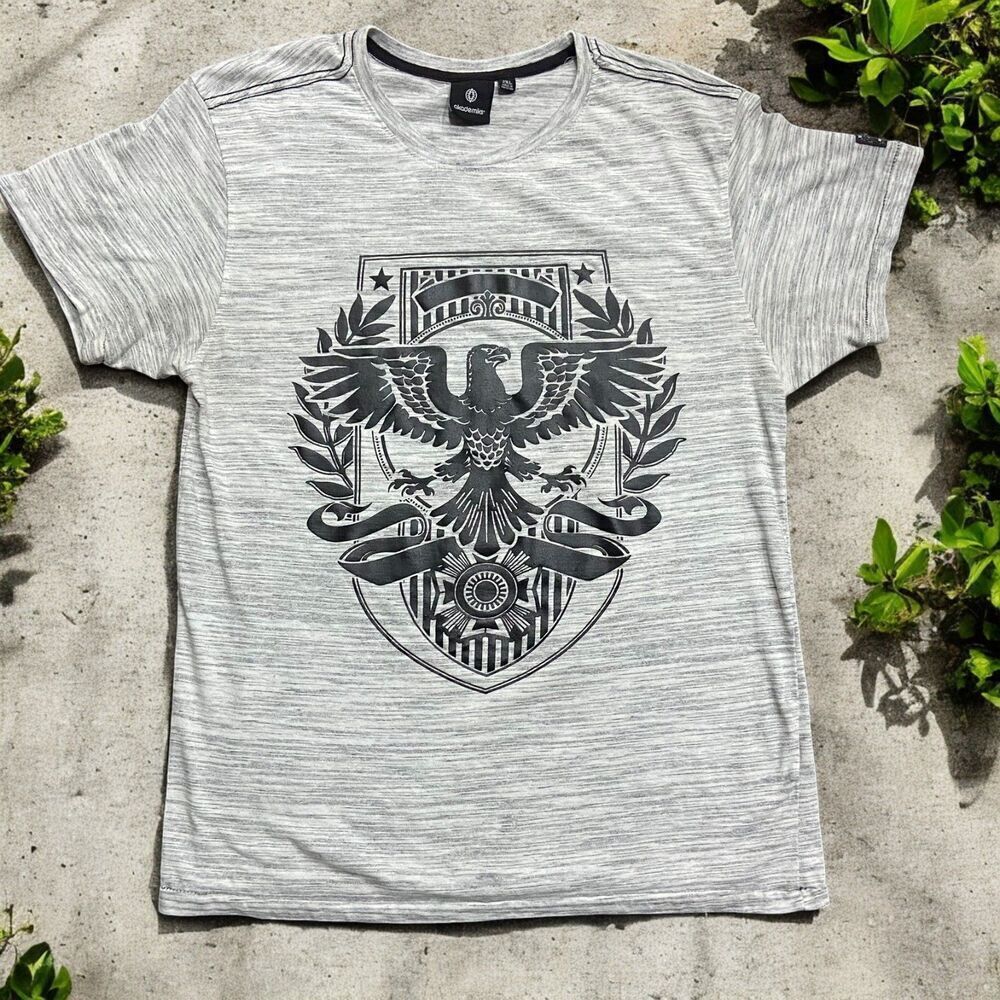 Akademiks Vintage Y2K Diplomat Eagle Sigil Graphic T-Shirt Grey Men's Size XXL
